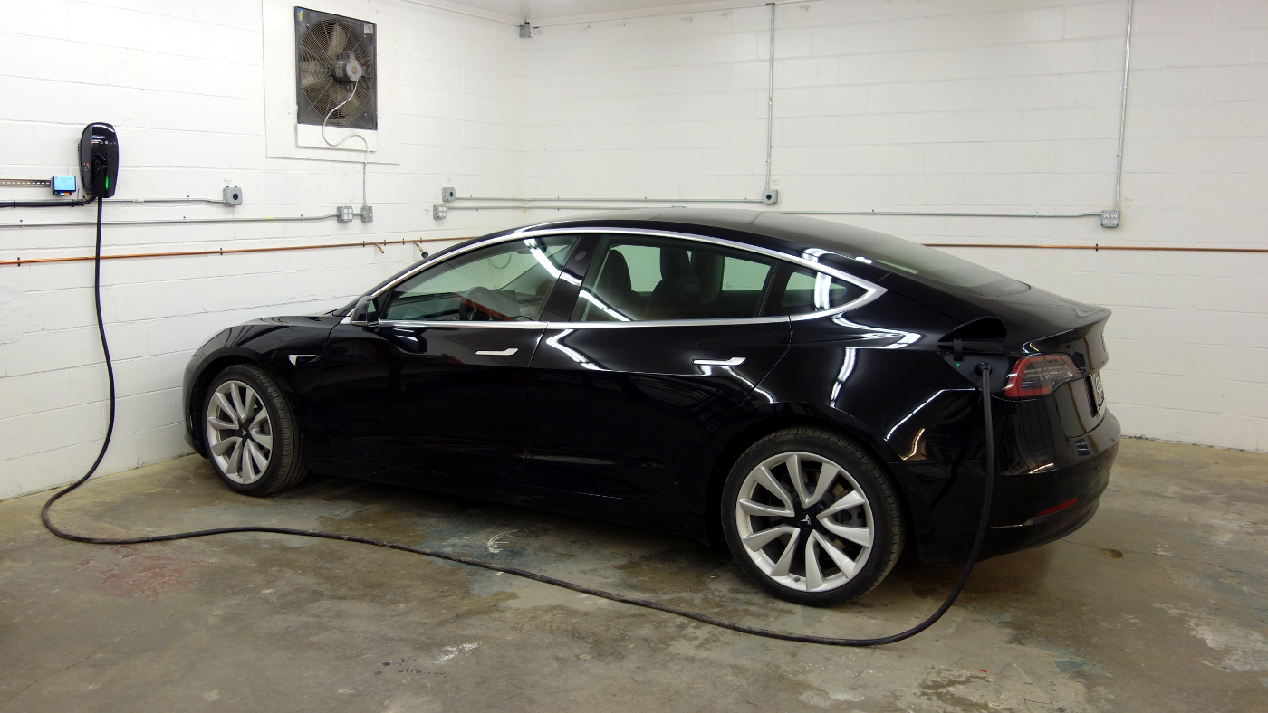 Overall Setup With A Tesla Model 3 Charging